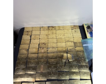 Vintage Lot 95 Brass Industrial Electrical Power Tags Plates Steampunk Hardware