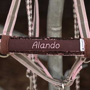 Halter protector embroidered with name | Noseband for horses halters - personalized horse gifts