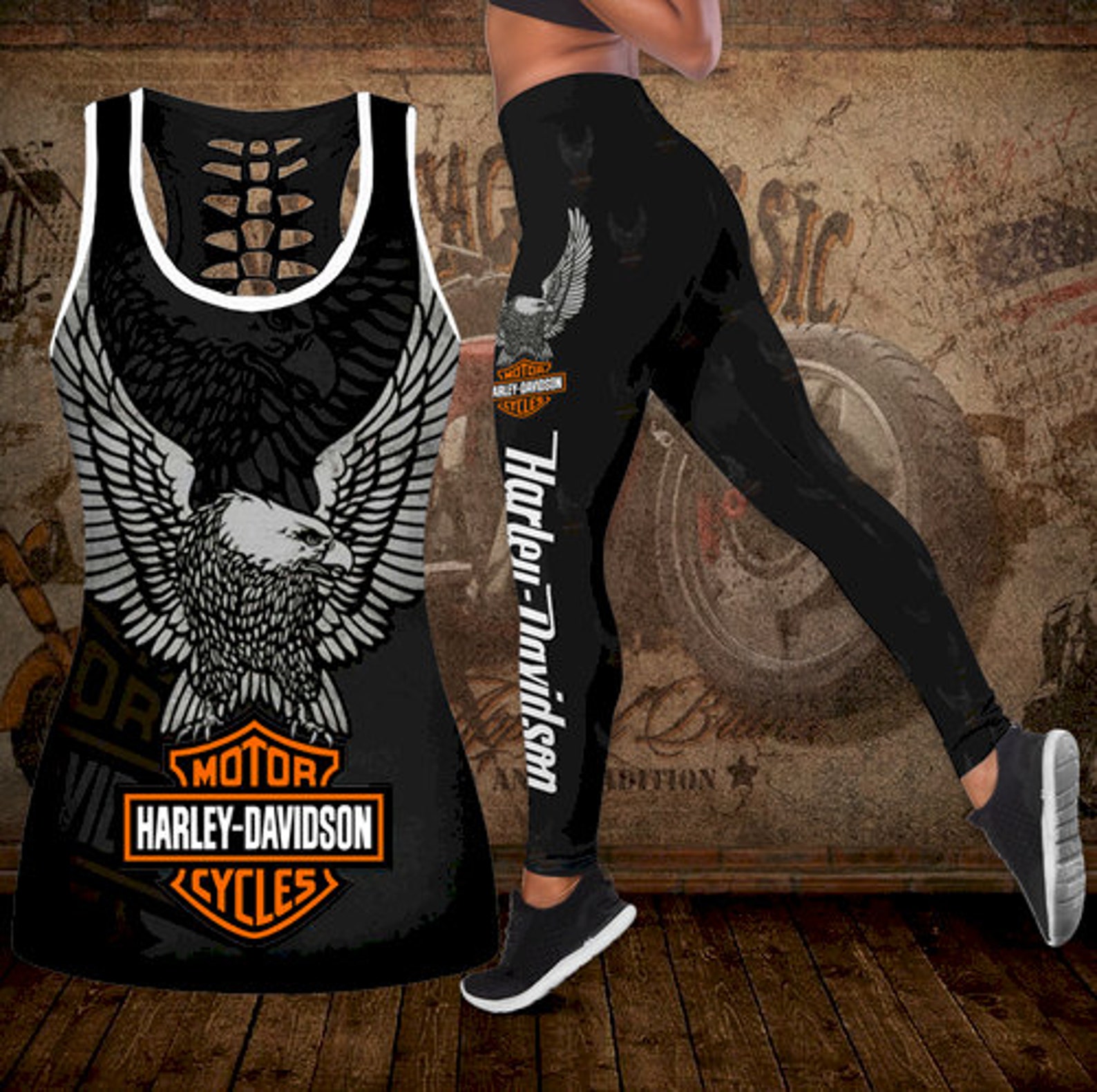 Harley Davidson Leggings And Tank Top Set