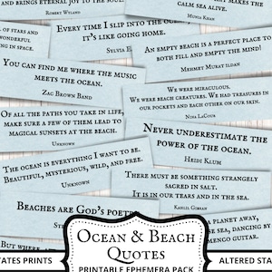 Frases y refranes sobre el océano y la playa: palabras para diario, ideas para diario, citas digitales, collages efímeros, arte efímero, sentimientos imprimibles