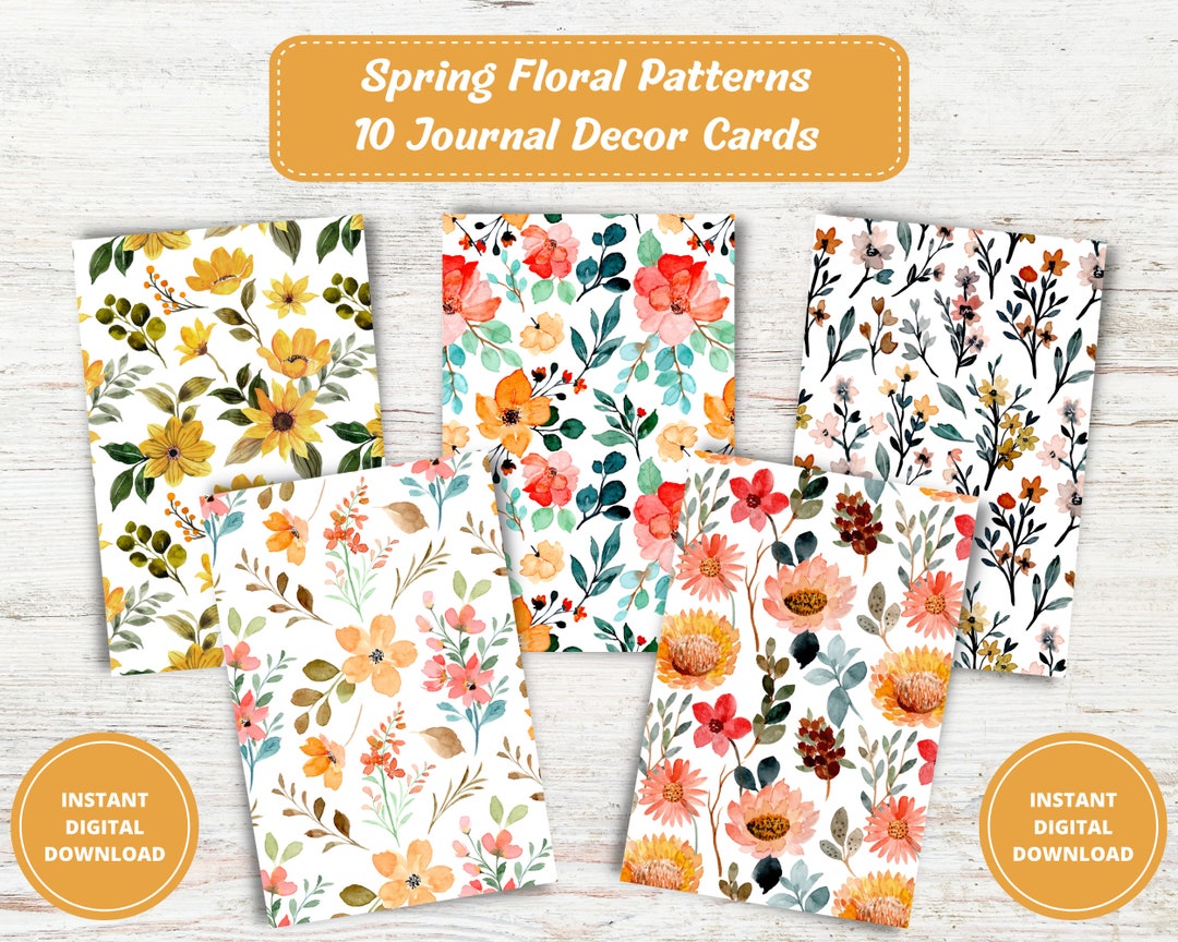 Spring Printable Dashboards, Floral Pattern Dividers, B6 A6 Dashboard ...