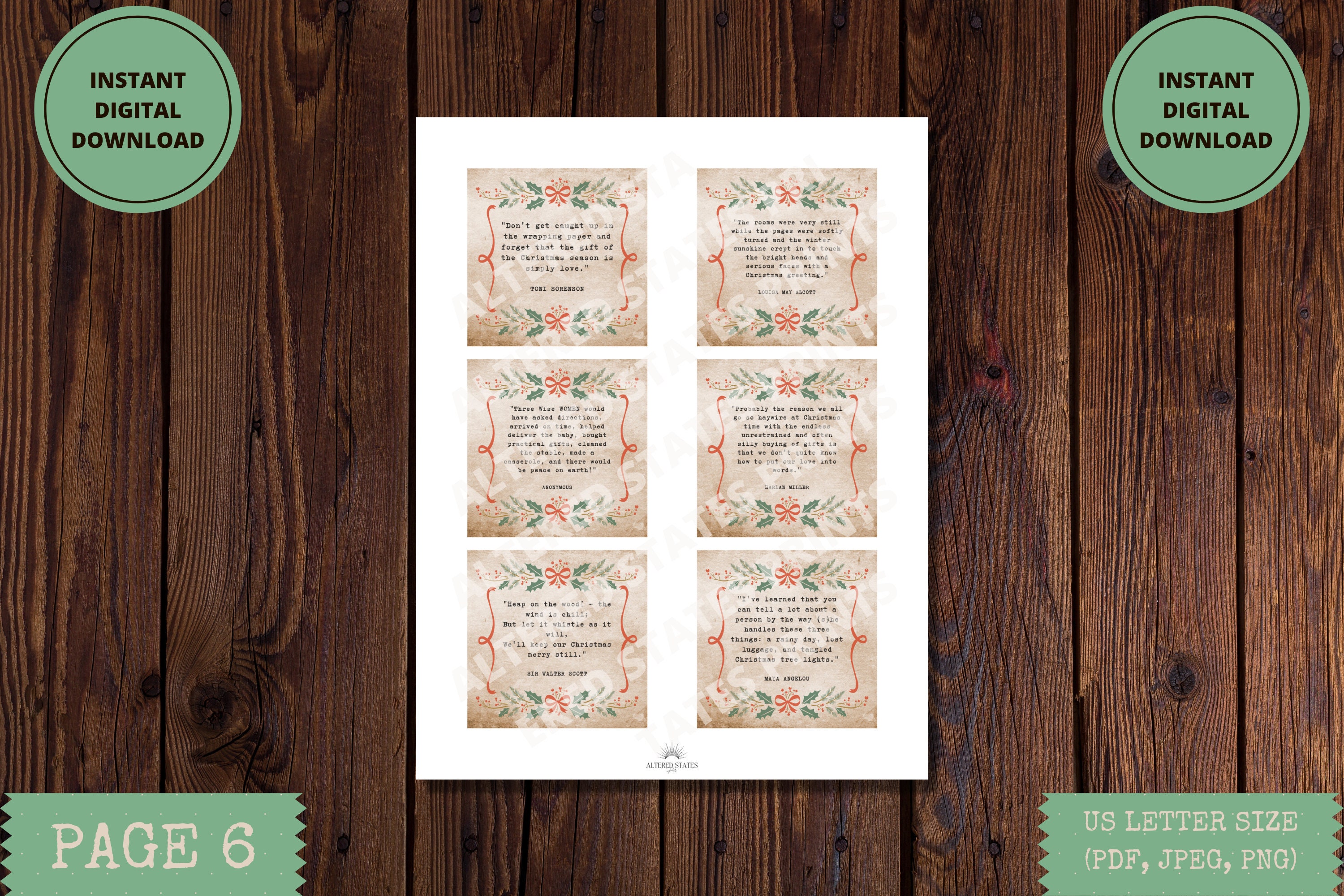 Vintage Christmas Quotes Ephemera Pack, Christmas Printable Sentiments