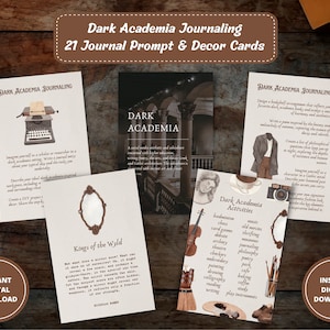 Dark Academia Aesthetic Journal Karten, Journal Vorschläge, Journaling Prompts, Dark Academia Prints, Lesejournal, Dark Cottagecore, PDF