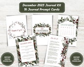December 2023 Journal Prompts, Monthly Journal Kit, Writing Prompts, Journal Inserts, Printable Journal Cards, Planner Cards, DIGITAL PDF