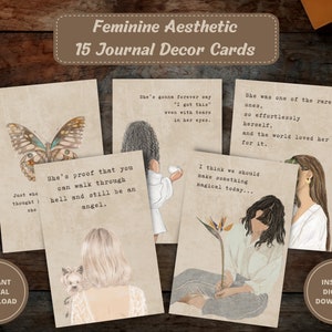 Feminine ästhetische Journal Karten, Mini Journal Karten, Journal stationär, Journal Inspiration, Journal Einsätze, druckbare Karten, PDF-DATEIEN