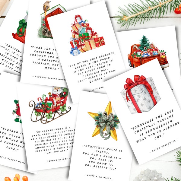 Christmas Quotes Printable Journal Cards, Xmas Cards, Holiday Cards, Journal Decor, Journal Inserts, Planner Cards, Christmas Sayings, PDF