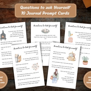 Journal Prompts, Journal Prompts, Journal Prompt Karten, Schreiben Prompts, geführtes Journal, druckbare Mini Journal Karten, PDF DOWNLOAD
