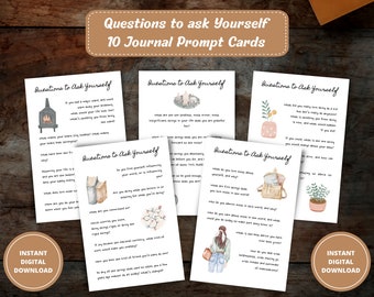 Journal Prompts, Journaling Prompts, Journal Prompt Cards, Writing Prompts, Guided Journal, Printable Mini Journal Cards, PDF DOWNLOAD