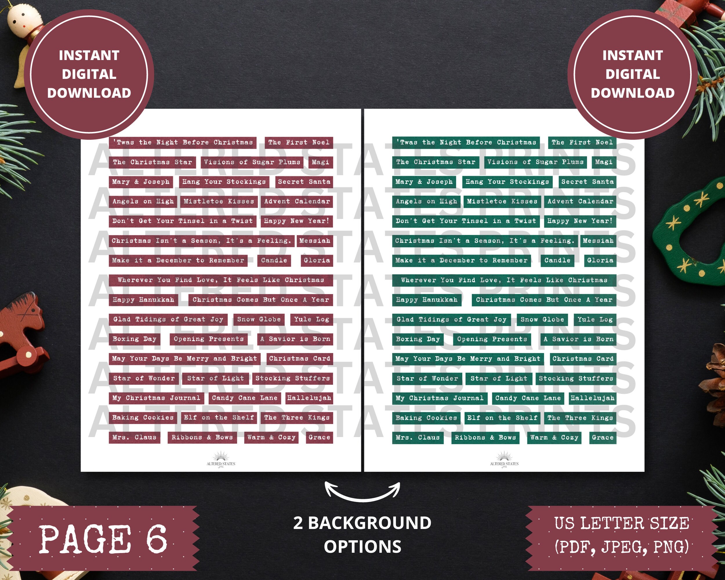 Christmas Words & Phrases, Printable Words, Word Strips, Christmas