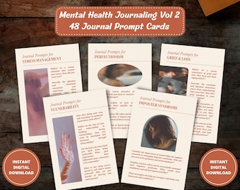 Mental Health Journal Kit Vol 2, Journal Prompts, Therapy Journal Writing Prompts, Journal Cards, Journaling Cards, Guided Journal, Digital