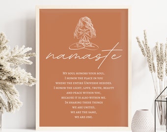 Namaste Definition Wall Art, Namaste Wall Decor, Spiritual Art Print, Zen Wall Art, Yoga Room Decor, Spa Wall Decor, DIGITAL DOWNLOAD