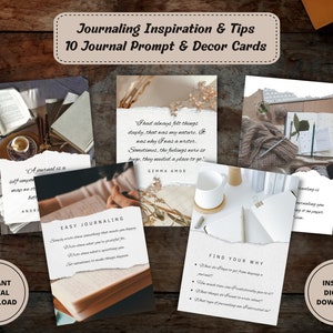 Journal Inspiration, Journal Inserts, Journal Prompts, Daily Journal Cards, Printable Journal Prompt Cards, Bullet Journal Kit, Bujo Kit PDF