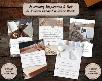 Journal Inspiration, Journal Inserts, Journal Prompts, Daily Journal Cards, Printable Journal Prompt Cards, Bullet Journal Kit, Bujo Kit PDF