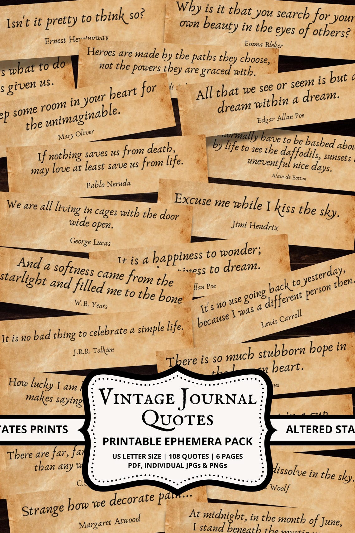Vintage Junk Journal Quotes, Printable Sentiments, Aesthetic Journal ...