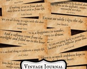 Vintage Junk Journal Quotes, Printable Sentiments, Aesthetic Journal Quotes, Digital Quotes, Collage Ephemera, Literature Quotes, PDF, PNG
