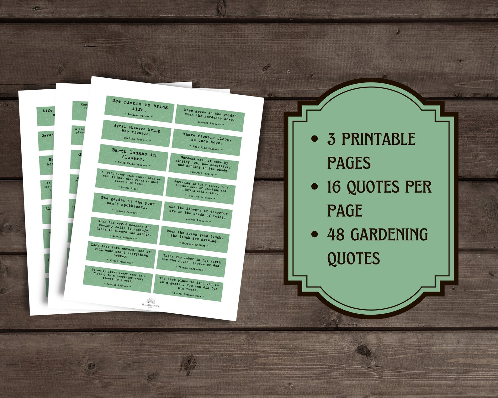Gardening Journal Printable Quotes, Garden Journal Printable Words, Plant Quotes, Botanical ...
