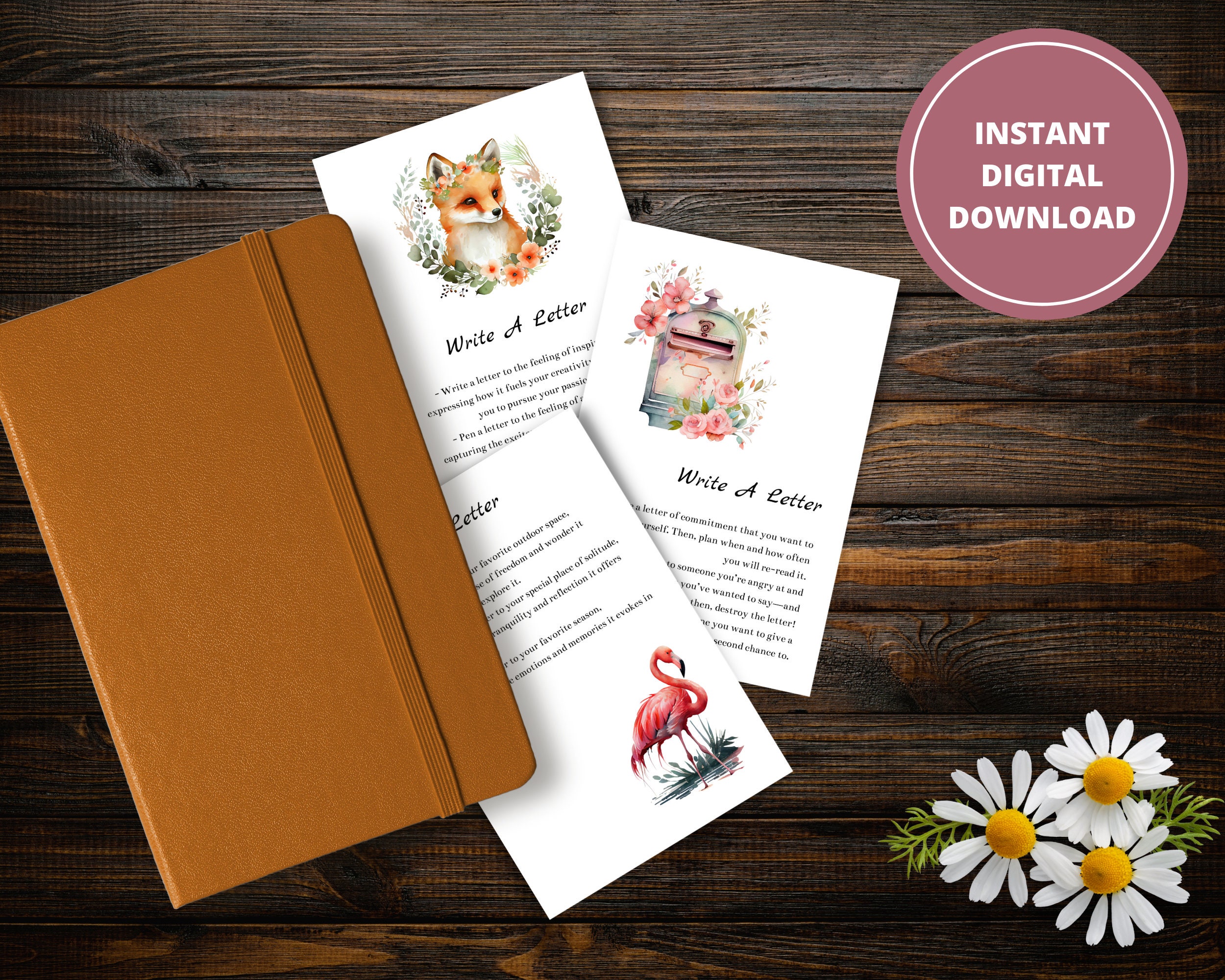 Letter Writing Journal Prompts, Printable Journal Cards, Journaling Prompts, Writing Prompts