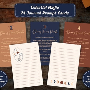 Cartes d'invite de journal magique céleste, invites de journal, invites de journalisation, journal de rêve, inserts de journal, papeterie céleste, fichiers PDF