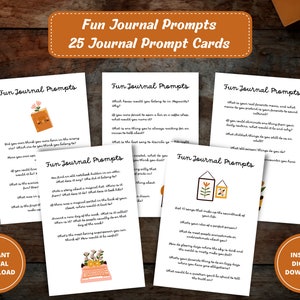 Journal Prompt Cards, Journal Prompts, Journaling Prompts, Creative Writing Prompts, Mini Journal Cards, Journal Inserts, DIGITAL DOWNLOAD