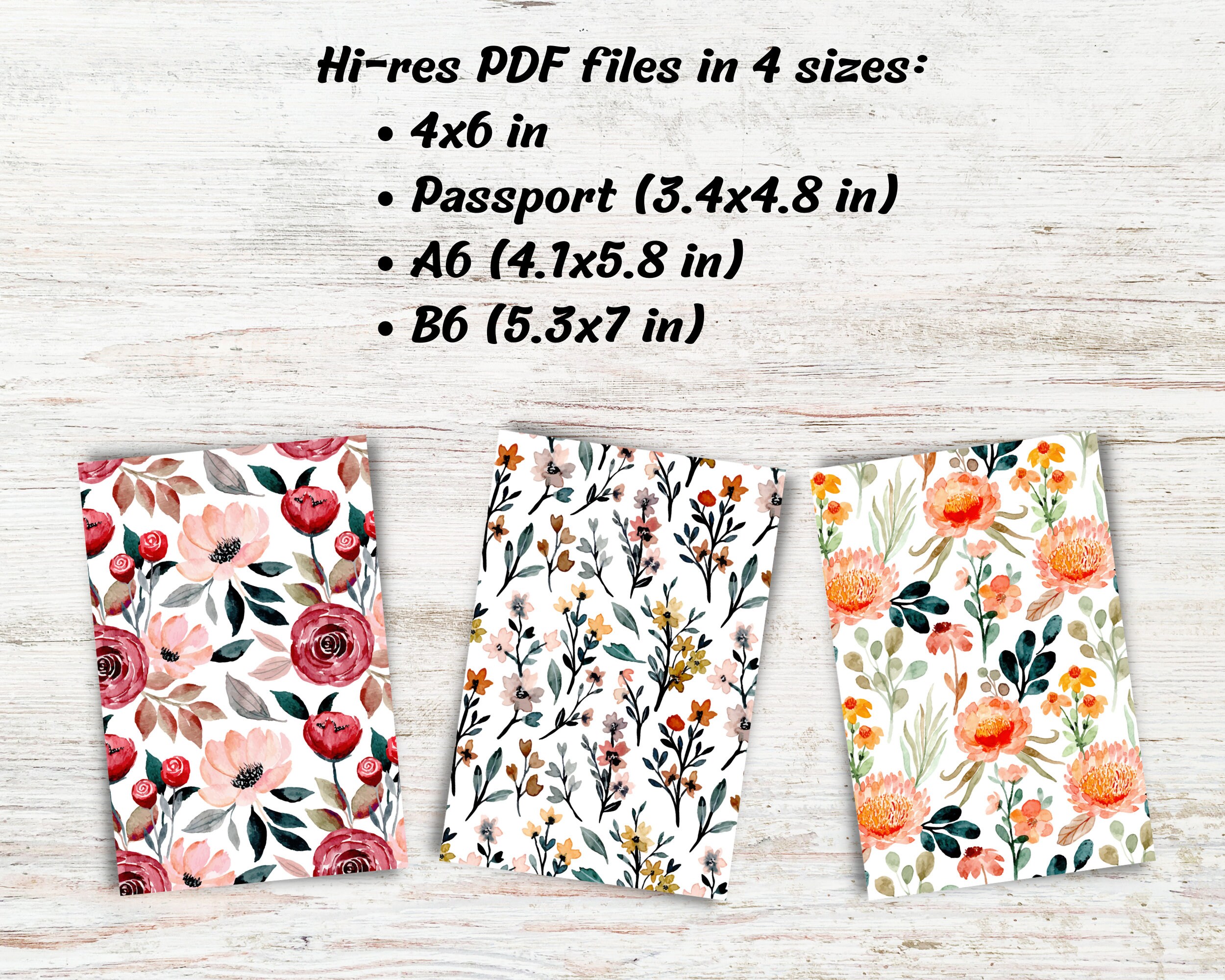 Spring Printable Dashboards, Floral Pattern Dividers, B6 A6 Dashboard ...
