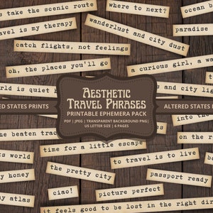 Travel Journal, Journal Words, Digital Words, Printable Words, Word Cut Outs, Travel Ephemera, Junk Journal Kit, INSTANT DIGITAL DOWNLOAD