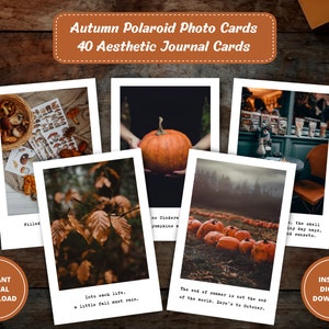 Cartoline fotografiche Polaroid estetiche autunnali, cartoline di suggerimento del diario, taccuino dei viaggiatori, diario estetico, kit collage fotografico, Polaroid estetiche