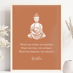 Arte de parede de Buda, citação de manifestação do que você pensa que se torna, impressão de arte espiritual, arte de parede Zen para impressão, DOWNLOAD DIGITAL INSTANTÂNEO