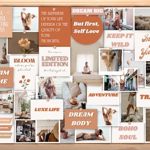 Vision Board imprimable, Boho Aesthetic Vision Board Kit, Law of Attraction Manifestation Board, Affirmation Cards, Abondance Checks, DIGITAL