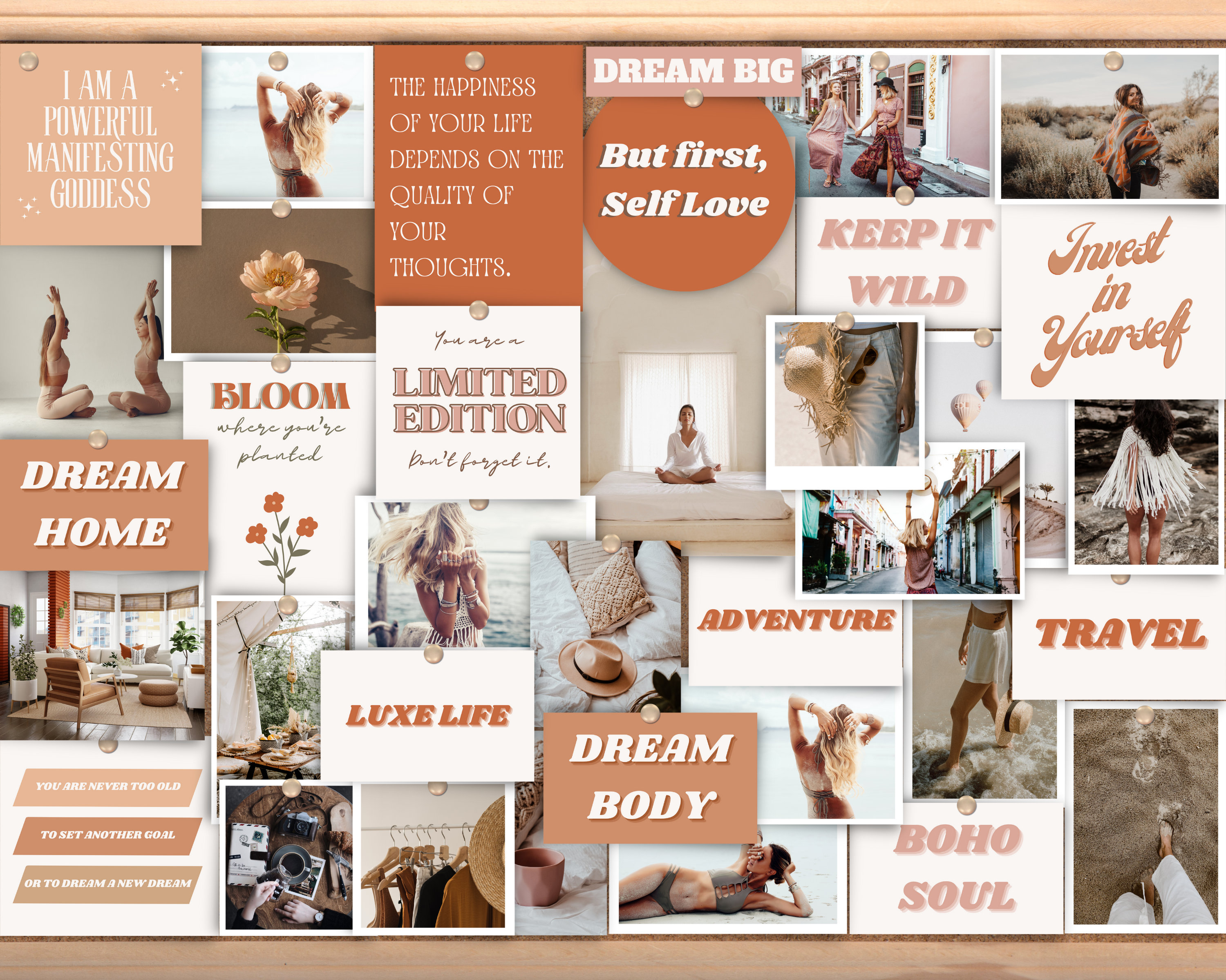 Vision Board Printable Boho Aesthetic Vision Board Kit Law Etsy México