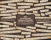 Cottagecore Journal Words, Cottage Core Printable Word Strips, Ephemera Words, Cottagecore Stickers, Junk Journal Words, Collage Words