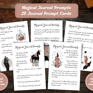 Journal Prompts, Journal Prompt Cards, Whimsical, Magical Journal, Witchy Journal, Writing Prompts, Creative Journal, PDF DIGITAL DOWNLOAD