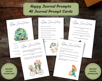 Journal Prompts for Happiness, Self Care Journal, Positivity Journal, Writing Prompts, Therapy Journal, Wellness Journal, Healing Journal