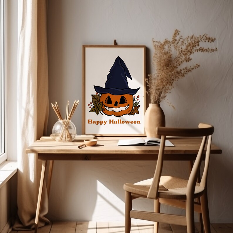 Happy Halloween Schild, Halloween Kürbis Poster, druckbare Halloween ...