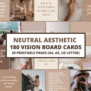 Kit Vision Board, Loi de l'attraction, Cartes d'affirmation, Tableau d'humeur, Kit de collage mural, Journal des manifestations, Tableau des objectifs, Tableaux visuels PDF