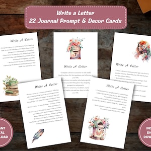 Brief schrijven dagboekaanwijzingen, afdrukbare dagboekkaarten, dagboekaanwijzingen, schrijfaanwijzingen, begeleid dagboek, creatieve briefschrijfset