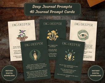 Journal Prompts, Journal Prompt Cards, Writing Prompts, Printable Journal Cards, Reflection Journal, Bullet Journal Kit, DIGITAL PDF FILES