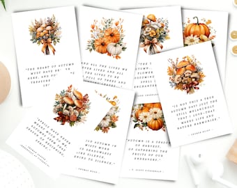 Autumn Quotes, Printable Journal Cards, Fall Bullet Journal Decor, Autumn Aesthetic Journal Inserts, Planner Dashboard, Autumn Stickers, PDF