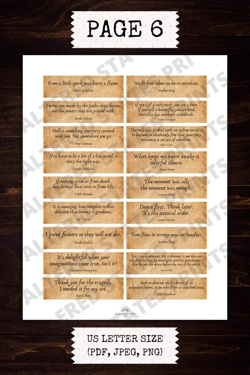 Vintage Junk Journal Quotes, Printable Sentiments, Aesthetic Journal ...