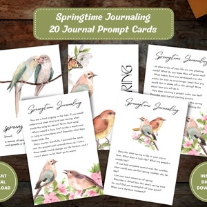 Spring Journal Prompts, Springtime Writing Prompts, Journaling Prompts, Journal Prompt Cards, Bullet Journal Kit, Spring Journal Inserts