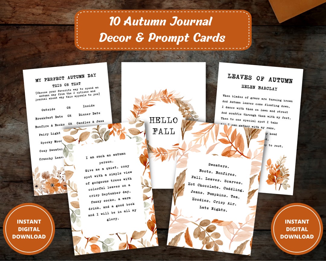 Autumn Aesthetic Journal Cards, Fall Journal Prompt Cards, Printable ...