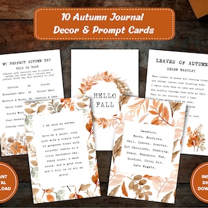 Autumn Aesthetic Journal Cards, Fall Journal Prompt Cards, Printable Journal Cards, Printable Planner Cards, Bullet Journal Kit, PDF FILES