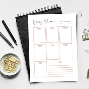 Week On One Page, Simple Weekly Planner, Printable Weekly To Do List, Monday Start Planner, Week At A Glance, INSTANT DIGITAL DOWNLOAD