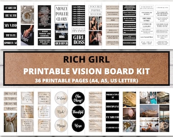 2026 Vision Board Printables, Rich Girl Vision Board Kit, Vision Board Party, Manifestation Kit, Affirmation Cards, Abundance Checks, PDF