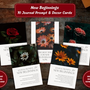 New Beginning Journal Prompts, Journaling Prompts, Manifesting Journal, Writing Prompts, Journal Prompt Cards, Planner Cards, Printable PDF