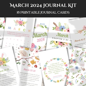 March 2024 Journal Kit, Journal Prompts, Journaling Prompts, Bullet Journal Kit, Journaling Cards, Journal Printables, Planner Cards PDF