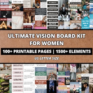 Kit Ultimate Vision Board 2025 pour femme, documents imprimables Vision Board, fête du Vision Board, kit manifestation, cartes d'affirmation, panneau objectif, PDF