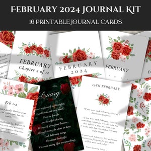 February 2024 Journal Kit, Journal Prompts, Journaling Prompts, Bullet Journal Kit, Journaling Cards, Journal Printables, Planner Cards PDF