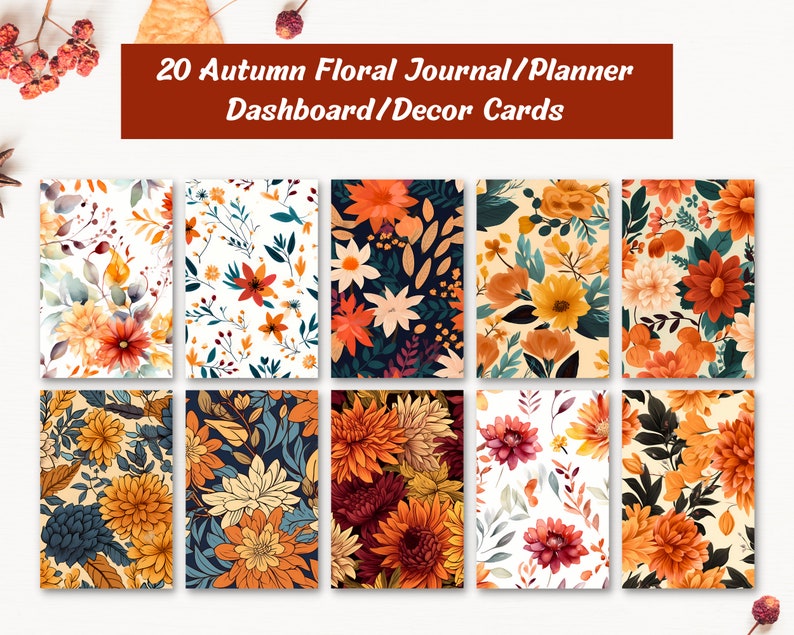 Fall Floral Planner Dashboard Printables, Journal Cards, Planner Cards ...