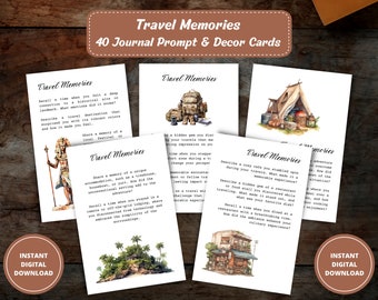 Travel Journal Prompts, Travel Memories, Travel Diary Writing Prompts, Travel Planner Inserts, Travel Memory Book Prompts, Travel Notebook