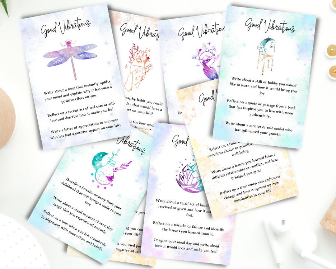 Good Vibrations Printable Journal Cards, Journal Prompts, Journaling